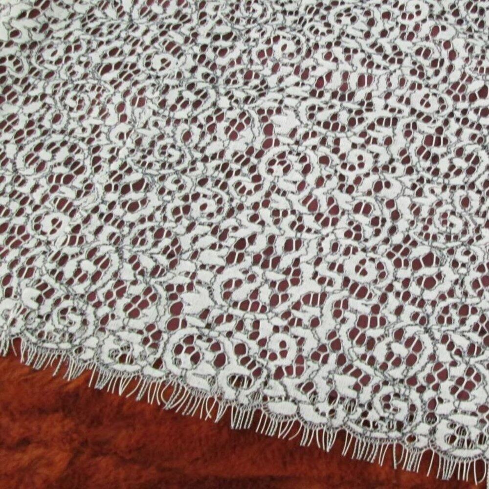 CARVEN Lace Pattern Knee-Length Skirt -L/10-White/Burgandy NWT - Picture 4 of 15